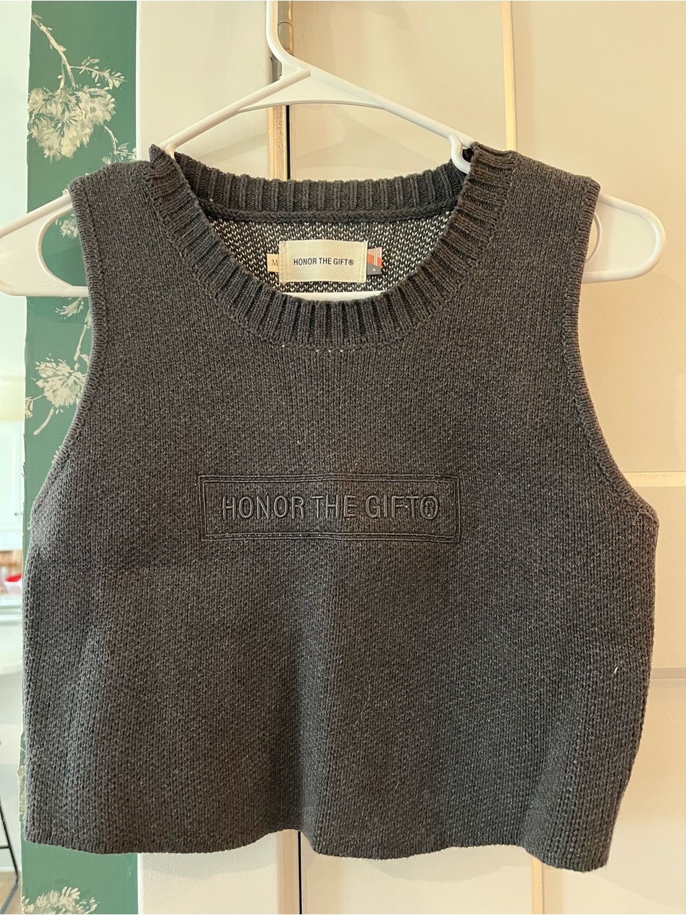 Honor The Gift Charcoal Knit Sleeveless Sweater Vest- Cropped
